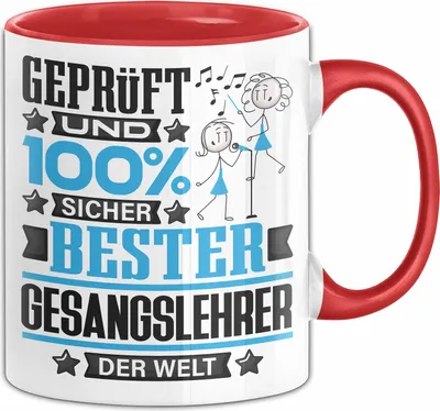 Produktbild von Gesangslehrer Geschenk Lustiger Spruch für Gesangslehrer Geschenkidee Bester Gesangslehrer Der Welt (Rot)