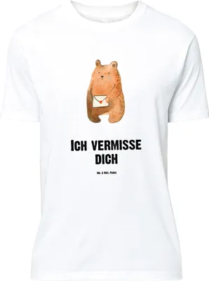 Produktbild von Mr. & Mrs. Panda Größe XXL T-Shirt Bär Liebesbrief - Weiß - Geschenk, Liebeskummer, Sehnsucht, Partner, Teddy, mit Spruch, Freundin, große Größen, Tshirt, Shirt, Oversize