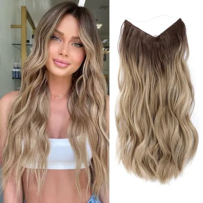 Image de Solidchoice - Extensions de cheveux blondes avec fil invisible