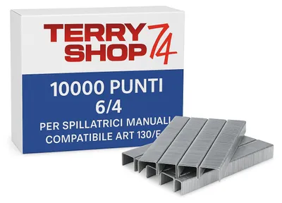 Zdjęcie produktu dla Terryshop74, metalowe klipsy 6/4, 10 000 sztuk, kolor szary, do ręcznych zszywaczy, kompatybilne z