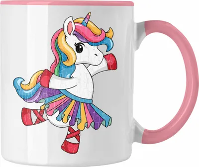 Produktbild von Trendation - Einhorn Tasse Geschenk Mädchen Tochter Einhörner Grafik Pferde Reiterin Geschenkidee Frau Mama (Rosa)