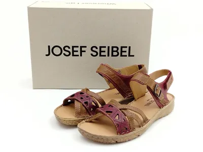 Produktbild von Josef Seibel Damen Sandale braun-rot mit Zierschnalle und Klettverschluss 39