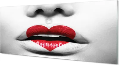 Produktbild von Glasbilder 125x50 Wandkunst Herz Lippen Frau