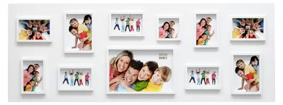 Produktbild von Bilderrahmen für 11 Fotos, 125 x 49 x 4 cm, weiß