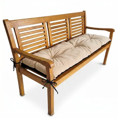 Produktbild von 4L Textil Sitzkissen für Gartenbank ohne Rückenlehne aus Samt-Imitat, Bankauflage und Palettenkissen mit Bändern, 100x60 cm, Beige