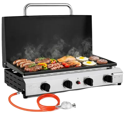Obrázek produktu pro Stolní gril, 4 hořáky, přenosný propanový plynový gril, plynový gril se 4 hořáky
