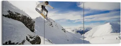 Produktbild von Bild auf Leinwand - Leinwandbild - Snowboard Schnee Sport - 150x50cm - Wand Bild - Wanddeko - Leinwanddruck - Bilder - Kunstdruck - Wanddekoration - Leinwand bilder - Wandkunst - CA150x50-0151