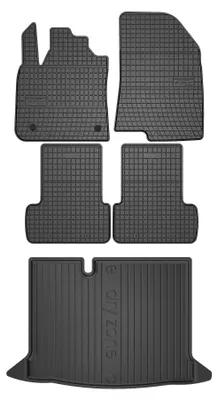 Productafbeelding van Rubberen automatten + kofferbakmat voor Dacia Sandero III vanaf 2021 (hatchback) – 5-delig, zwart, op maat – Wielganizator SolidPRO