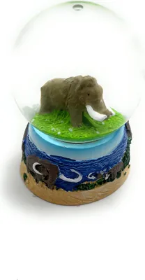 Produktbild von Onwomania Mammut Elefant Stoßzähne Höhe 6,5cm Schneekugel Glitzerkugel Kugel schütteln mehrfarbig