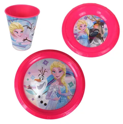 Produktbild von 3-tlg. Plastikgeschirr-Set für Kinder Disney Frozen oder Peppa Wutz