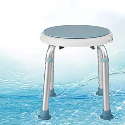 Produktbild von Famanu Duschhocker Ergonomisch - Verstellbar und Stabil - Blau und Weiß