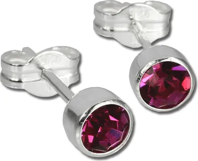 Produktbild von SilberDream Ohrstecker für Damen 925 Silber pink Zirkonia Ohrringe 5mm SDO503A