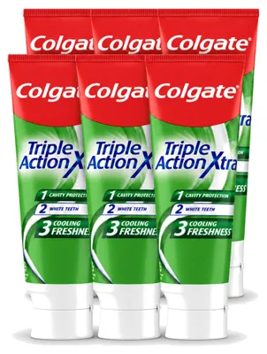 Produktbild von 6 x Colgate Triple Action Xtra Fresh Zahnpasta 75 ml - Vorteilspackung - 6 Stücke