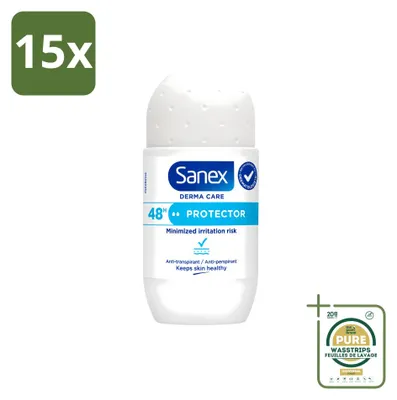 Imagen del producto de 15 unidades de Sanex Dermo Protector, desodorante en roll-on, 53 ml. Paquete de suministro