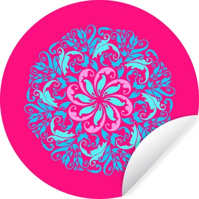 Produktbild von MuchoWow® Runde Wandtattoo - Wandsticker Tapete Aufkleber Mandala mit Blumen Ø 80 cm Selbstklebend und Repositionierbar - Wandaufkleber - Kreis - Mauerkreis - Wand Bilder - Wandsticker - Wohnzimmer Dekoration - Dekoration für die Wände - Aluminium - Babyzimmer