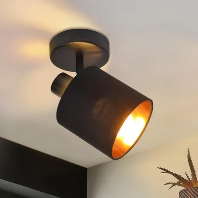 Image de ZMH Plafonnier 1 flamme Noir, Spot de plafond vintage Spot mural orientable 350° E14 pour cuisine couloir salon chambre à coucher