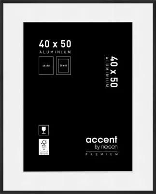 Produktbild von accent by nielsen Aluminium Bilderrahmen Accent Premium, 40x50 cm, Schwarz Matt