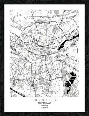 Produktbild von Gerahmtes Bild Nürnberg Landkarte 33x43 cm