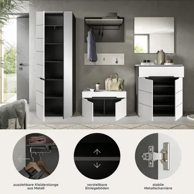 Produktbild von Canu Garderobenmöbel Set C32 weiß, grau.
