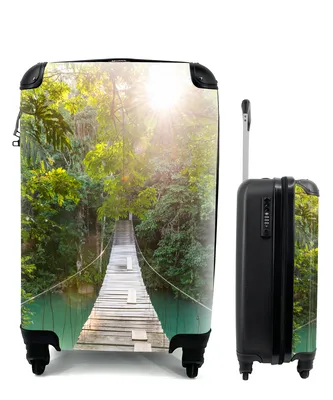 Produktbild von MuchoWow® Koffer Handgepäck Trolley Rollkoffer Kleine Reisekoffer mit 4 Rollen - Dschungel - Wasser - Brücke - Natur - Pflanzen - Cabin Size < 55x40x23 cm & 55x40x20 cm - Fotokoffer - Kabinenkoffer - Boardgepäck - Reise-Box - Reisekoffer - Reisegepäck - Koffer mit Bild - Trolley für Kinder