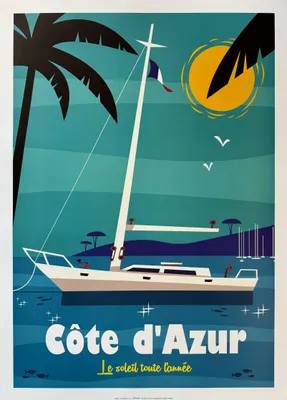 Image de Côte d'Azur - Gary Godel - Voilier - 50x70cm Affiche Poster