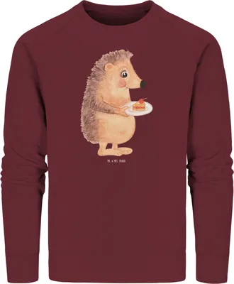 Produktbild von Mr. & Mrs. Panda Baumwoll Pullover Igel Kuchenstück Größe L - Burgundy - Geschenk, Geburtstagskuchen, Kuchen, Sweatshirt, Torte, Lustige Sprüche, Backen, Essen Spruch