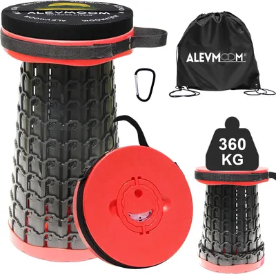 Produktbild von Faltbarer Teleskophocker, verstellbar von 6,5 bis 45 cm, mit Kissen, für Angeln