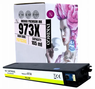 Produktbild von Inkdigo Tinte 973XL für HP PageWide Pro 452dn, 452dw, 452dwt, 477dn – Gelb, 105 ml,, KI-generiertes Bild