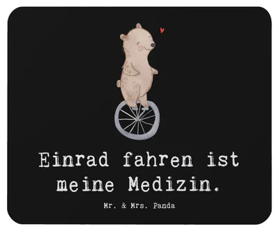 Produktbild von Mr. & Mrs. Panda mousematte Bär Einrad fahren - Schwarz - Geschenk, Mousepad, Mauspad, pc, laptop, Sport, mausunterlage, Mouse Pad