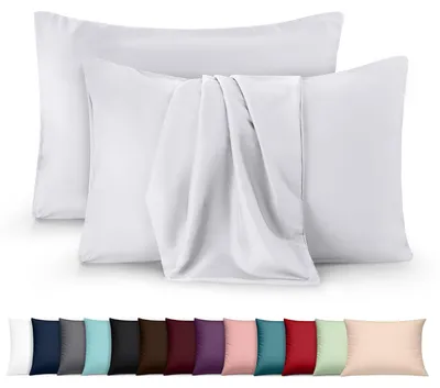 Produktbild von 2er-Set Kissenbezüge – 50 x 75 cm – – Gebürstete Mikrofaser, 100 % Polyester, mit Hotelverschluss (Kissenfüllung nicht enthalten), nur Kissenbezug – Weiß