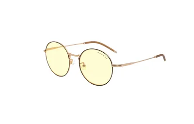 Produktbild von Gunnar Optiks Ellipse, Uni, Oval, Schwarz, Gold, Edelstahl, Bernstein, 5,1 cm