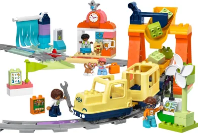 Produktbild von LEGO DUPLO Town Große interaktive Eisenbahn, Bauspielzeug für Kleinkinder ab 3 Jahren, Push & Go Lok mit Lichtern und Geräuschen, Schienenteile, Lernspielzeug für Vorschulkinder 10428