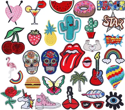 Produktbild von Patches zum aufbügeln 32 Stück Patch Sticker DIY Niedlich Aufkleber Patch Stickerei, Assorted Kleidung Patches Aufkleber Sommer-Thema für T-Shirt Jeans Kleidung Taschen