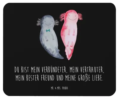 Produktbild von Mr. & Mrs. Panda Mousepad Axolotl Freundin - Schwarz - Geschenk, mousematte, Lurch, Liebe, laptop, Mouse Pad, Mauspad, Axolot, pc