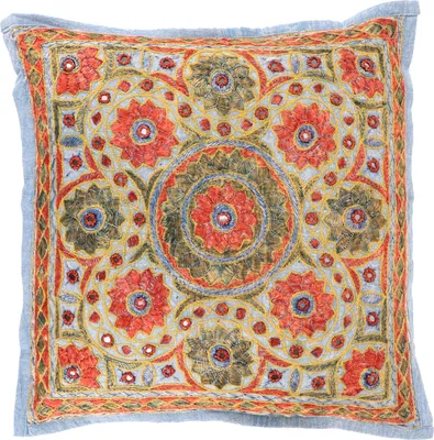 Produktbild von Kissenhülle, Orient Kissenbezug, Bestickter Dekokissen Bezug - Muster 5, Türkis, Baumwolle, 40*40*0,5 cm, Zierkissen, Dekokissen, Sofakissen