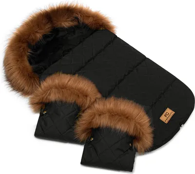 Produktbild von Baby Fußsack und Handmuff, Set, Maße 85 cm, mit Polar Minky, WinterFußsack für Kinderwagen, Schwarz [071]