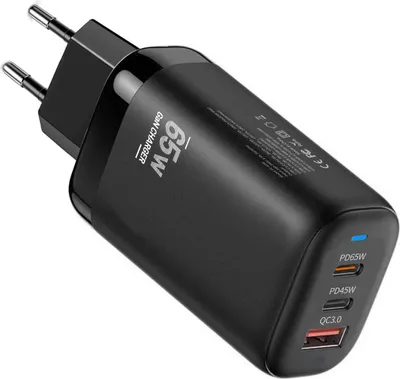 Produktbild von Kompaktes USB Ladegerät, 65W PD Schnellladung, 2x Type-C + 1x USB-A, Sicherheitsfunktionen, faltbar