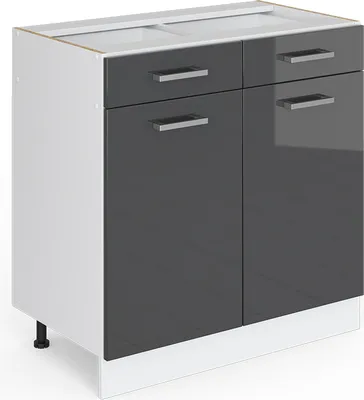 Produktbild von Vicco Küchenunterschrank R-Line, 80 cm ohne Arbeitsplatte, Anthrazit Hochglanz/Weiß