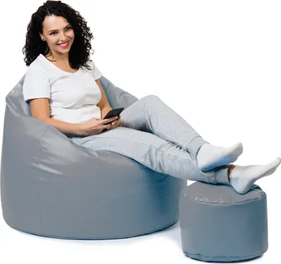 Produktbild von sunnypillow Premium XXL Sitzsack mit Hocker Riesensitzsack Outdoor & Indoor mit 320L Styropor Füllung Sessel für Kinder & Erwachsene Sitzkissen Sofa Beanbag viele Farben zur Auswahl Anthrazit