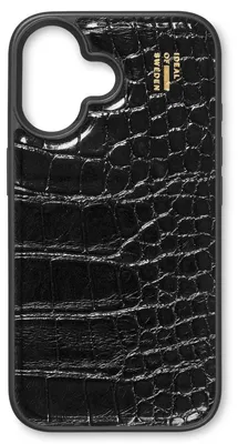 Productafbeelding van iDeal of Sweden Vegan Leather Backcover voor de Apple iPhone 16 - Black Croco