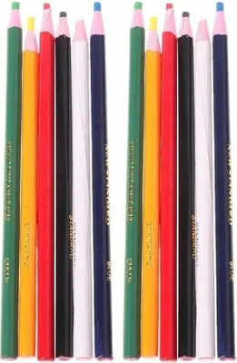 Produktbild von 12 Stück Schneiderkreide, Schneiderkreidestift, Nähkreide Stoffkreide, Nähen Bleistift, Stoff Marker Stift für Schneiderei Nähen Notizen Basteln (6 Farben)