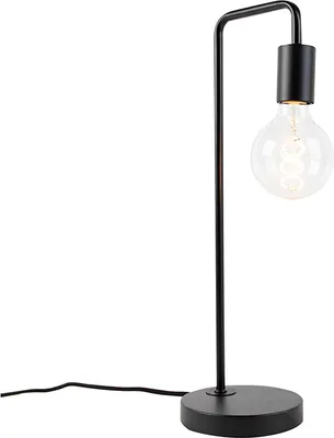 Produktbild von QAZQA - Moderne schwarze Tischlampe - Facil I Wohnzimmer I Schlafzimmer - Stahl Länglich - LED geeignet E27