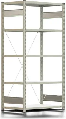 Produktbild von Fachbodenregal mit Tiefenriegel - 250 kg - 2.000 x 1.005 x 600 mm (HxBxT) - Grundregal - lichtgrau - Lagerregal - Steckregal - BERT