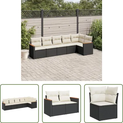 Produktbild von The Living Store 6-tlg. Garten-Sofagarnitur mit Kissen Schwarz Poly Rattan