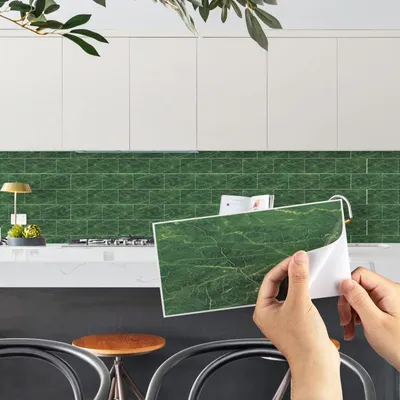 Imagen del producto de Set de 10 pegatinas de azulejos de mármol para decoración de paredes