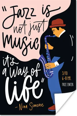 Produktbild von MuchoWow® Poster Jazz ist nicht nur Musik, es ist eine Lebenseinstellung - Saxophon - Zitate 60x90 cm - Wanddekoration