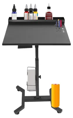 Immagine prodotto di Carrello regolabile in altezza per parrucchieri e studi di tatuaggi, con spazio contenitore