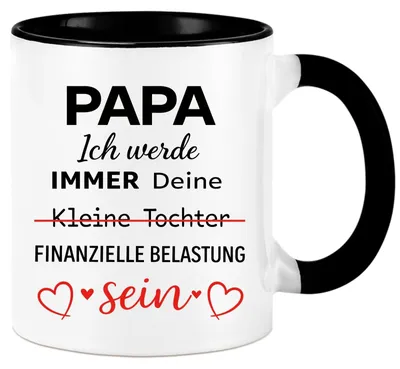 Keramik-Kaffeetasse 325 ml, Papa-Geburtstagsgeschenk, Schwarz