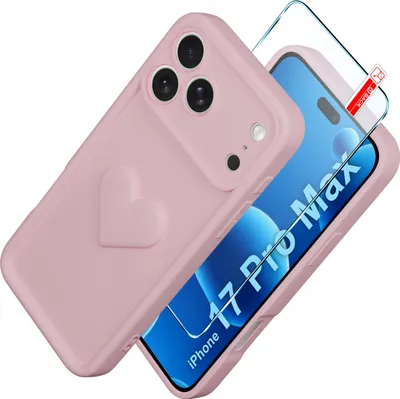 Produktbild von iPhone 17 Pro Max CASE Silikonhülle MATT Herz + 9H Schutzglas