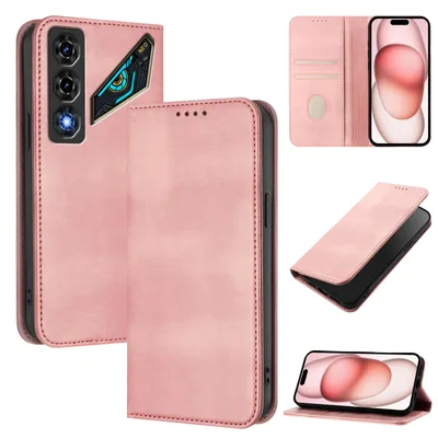 Obrázek produktu pro Pouzdro pro ZTE nubia Neo 5, vintage kožené pouzdro s RFID ochranou, přihrádkami na karty, stojánkem Růžový